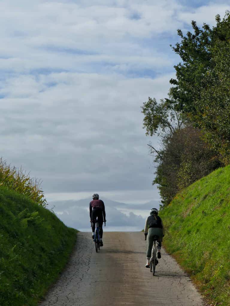 Rent a bike today A pair of road cyclists enjoying a guided tour in the Krakow countryside.