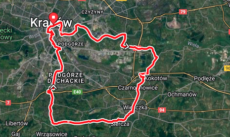 Wieliczka Salt Mine Loop Map Cycling map through the hills surrounding the Wieliczka Salt Mine.