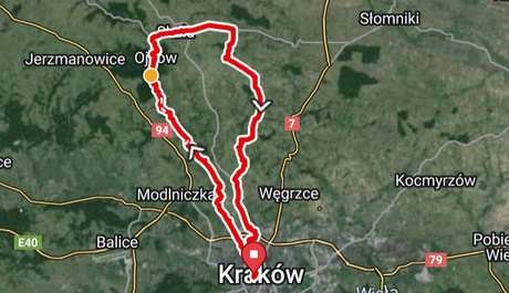 Ojców National Park Map GPS map of the Ojców National Park road cycling loop.