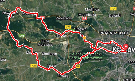 Western Kraków Loop Details Road cycling loop map exploring the west of Krakow.